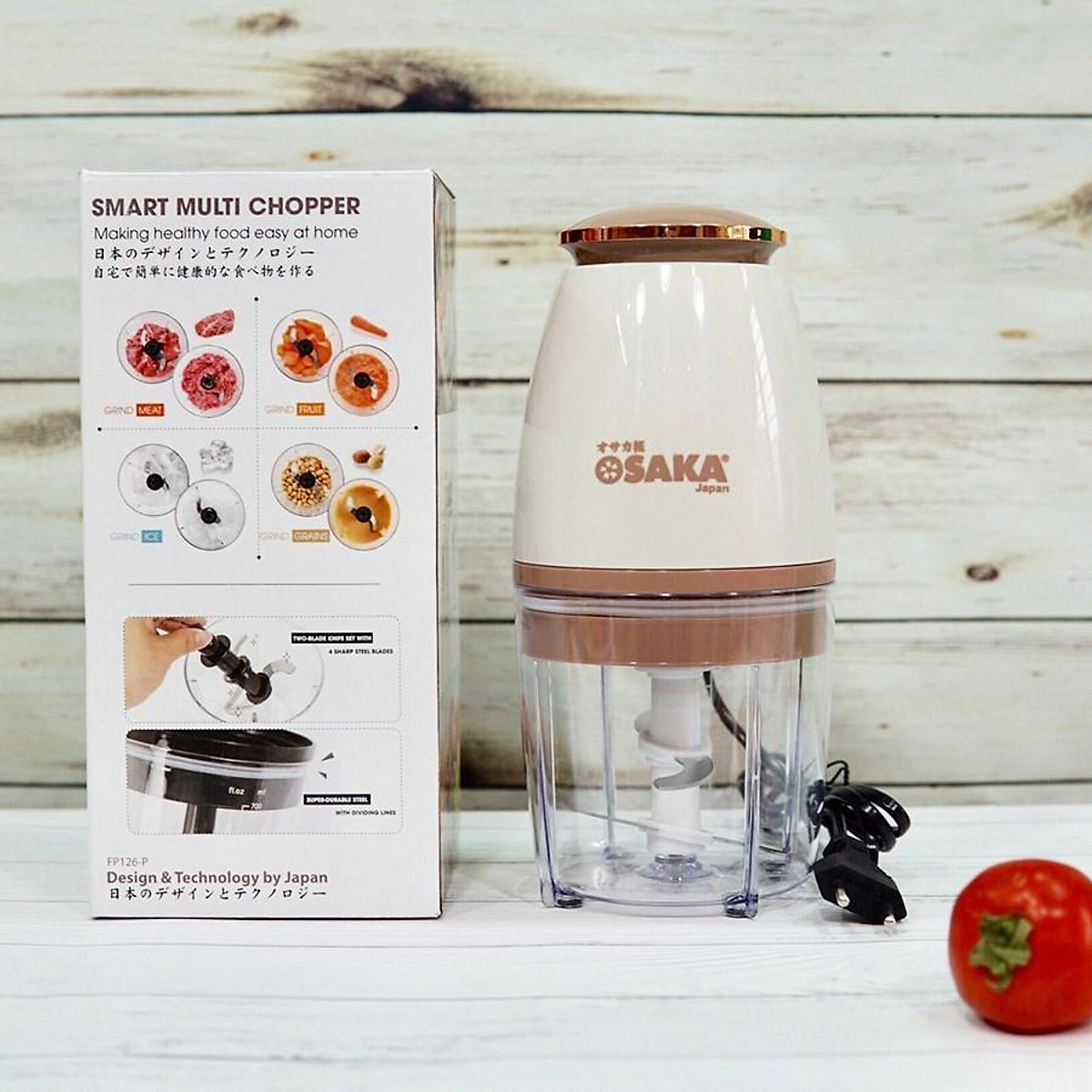 Máy Xay Cắt Đa Năng OSAKA Nắp Đồng Nhật Bản 700ml lưỡi xay kép 350W, Máy Xay Thịt Cá, Xay Sinh Tố - Hàng Chính Hãng