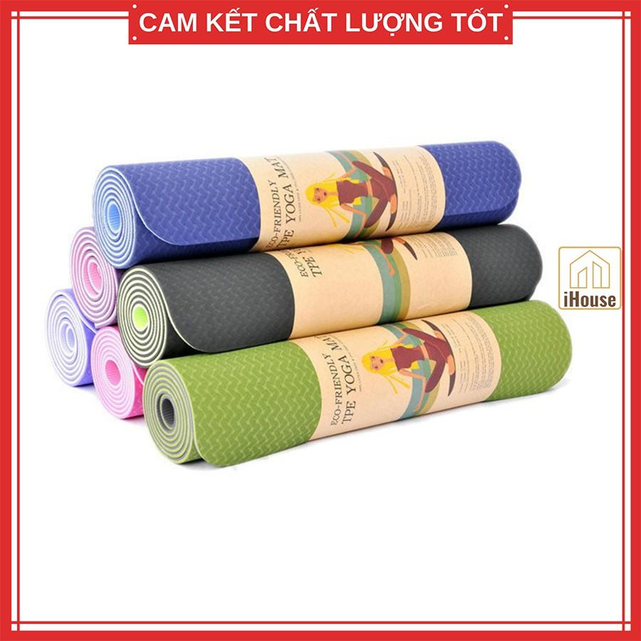 Thảm tập Yoga chống trượt cao cấp 6mm, Tấm thảm Yoga cao su tập tại nhà và đi công tác du lịch tiện lợi