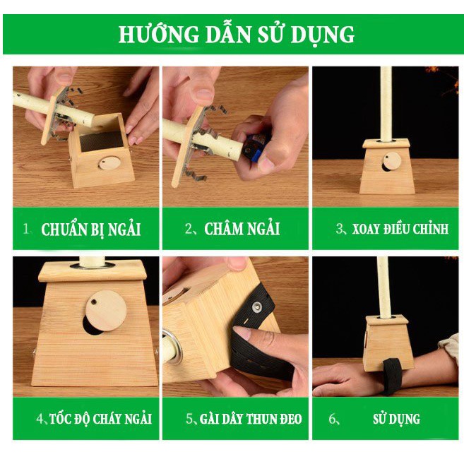 Hộp Gỗ Xông Nhang Ngải 2 Lỗ .Hơ Ngải Cứu Đa Năng Xông- Cứu ngải Vùng Đầu ,Tai, Cổ ,Lưng, Bụng ,Tay Chân