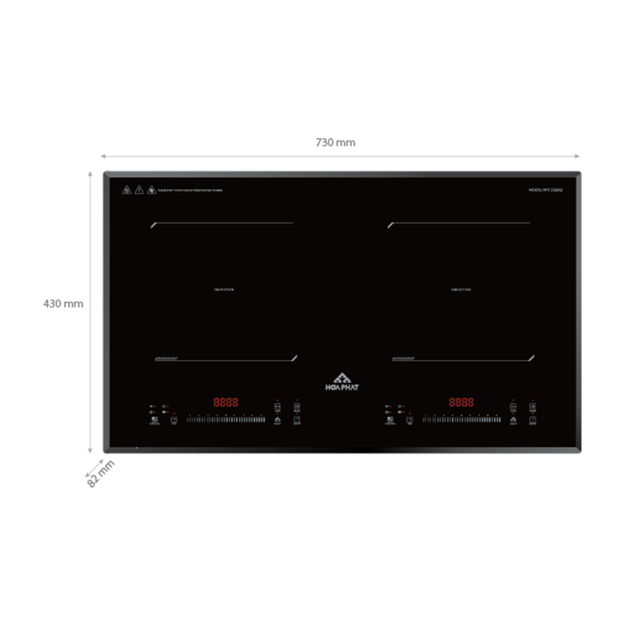 Bếp điện từ đôi Hòa Phát HPC D22A2 - Tổng công suất 4400W - Bảo hành 24 tháng - Hàng Chính Hãng