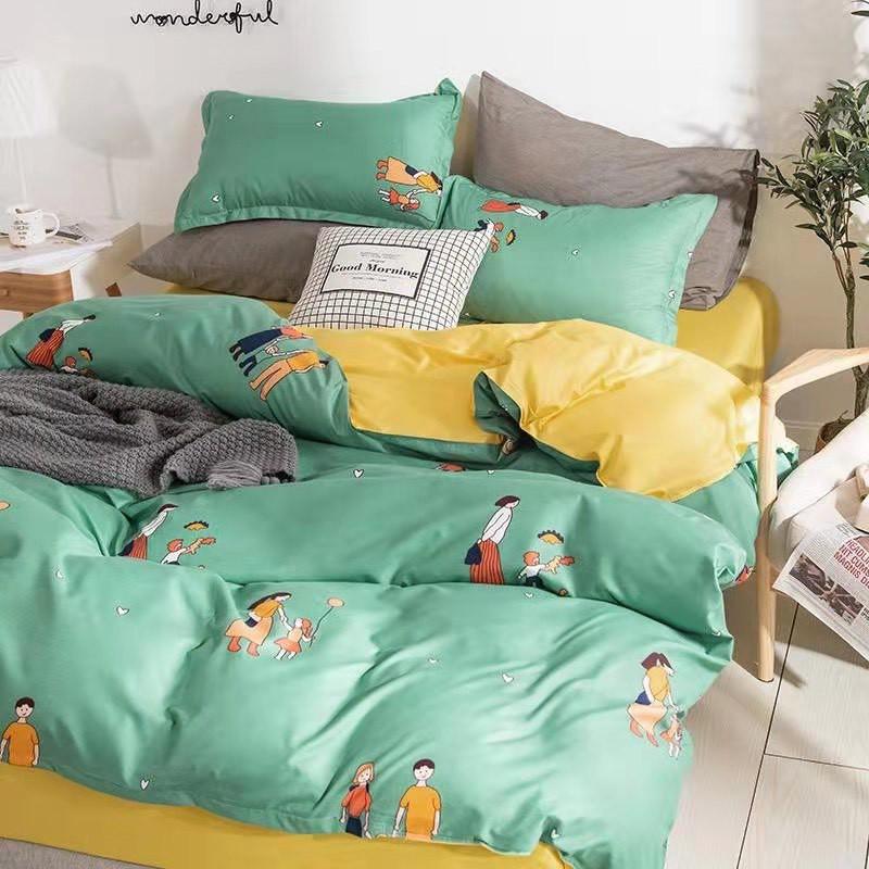 Chăn Ga Gối Đệm -Sét Chăn Ga Gối Đời Sống Xanh PolyCotton Punpu3051