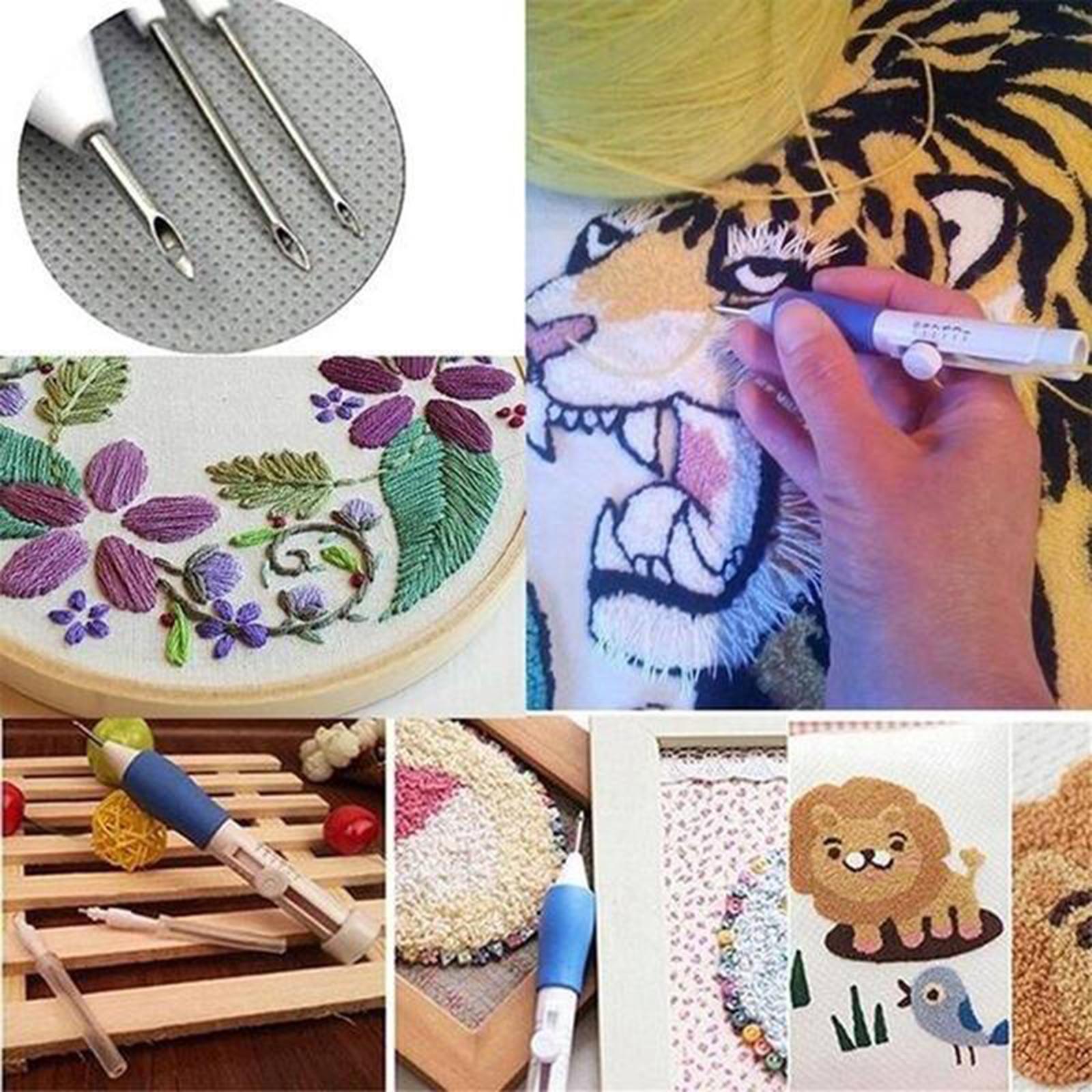 Punch Needle Embroidery Kit Punch Needle Tool, Embroidery Pen, Punch Needle Threaders, for Adults Beginner