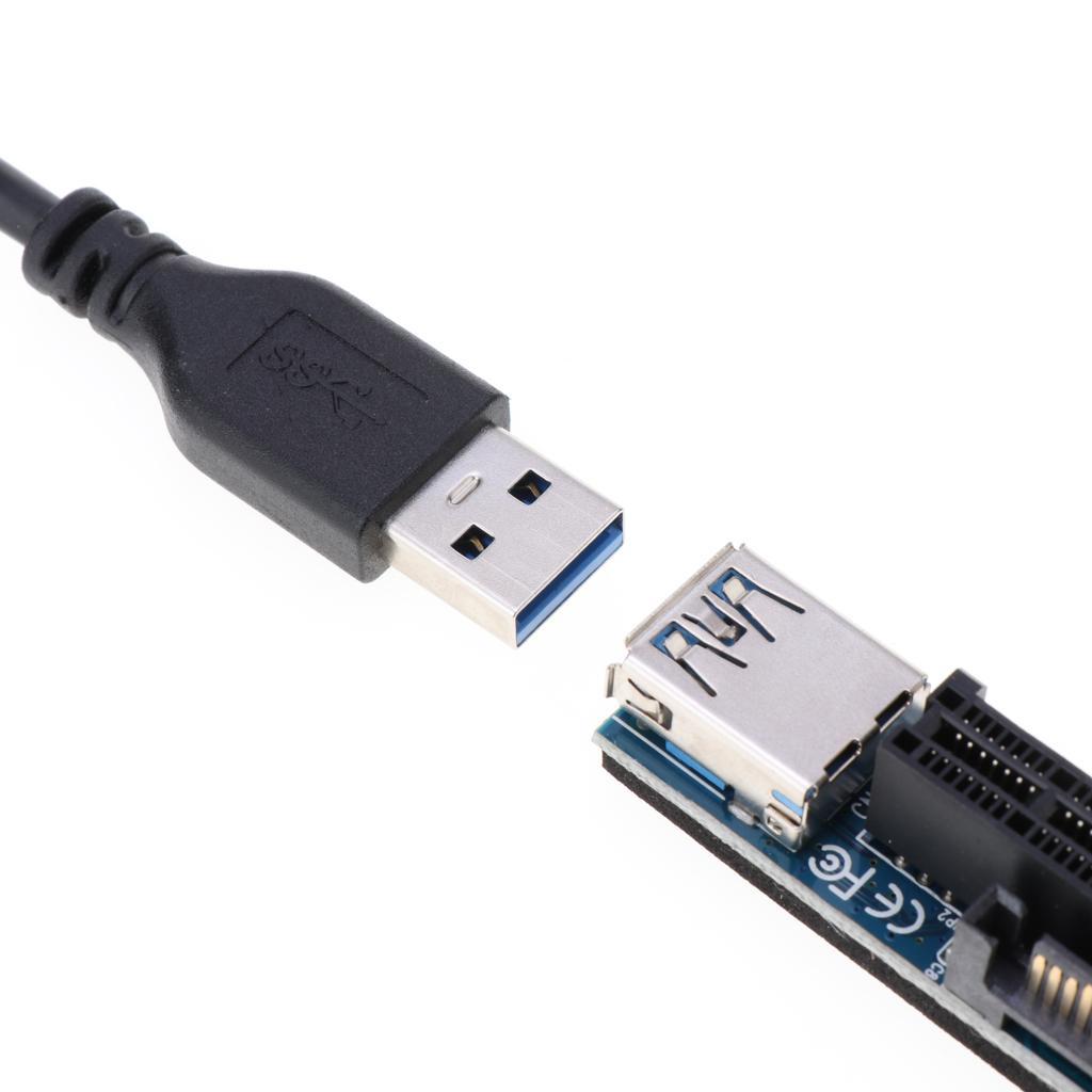 Express PCI-E 1X to 1X Extender Riser Card Adapter USB 3.0 Cable 0.3 M