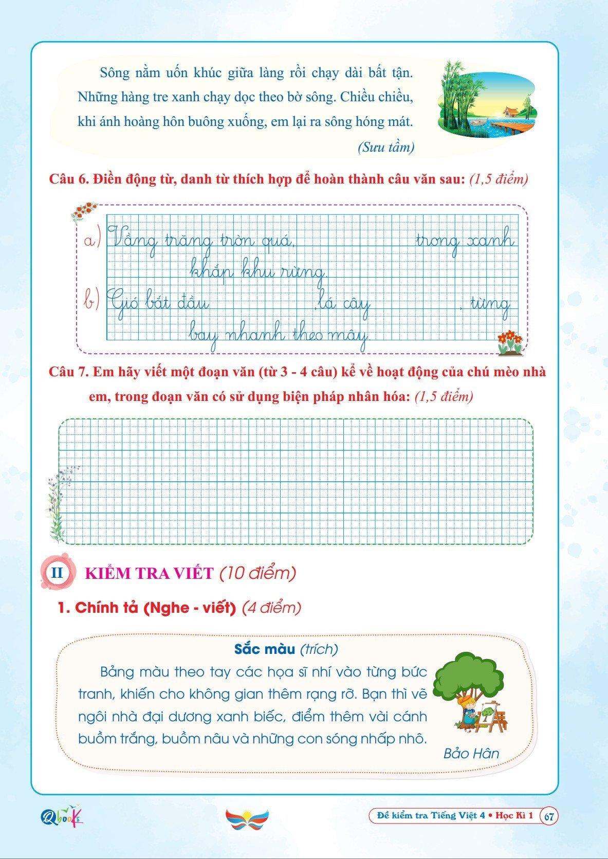 Sách Đề Kiểm Tra Tiếng Việt Lớp 4 - Học Kì 1 - Cánh Diều - Bản Quyền