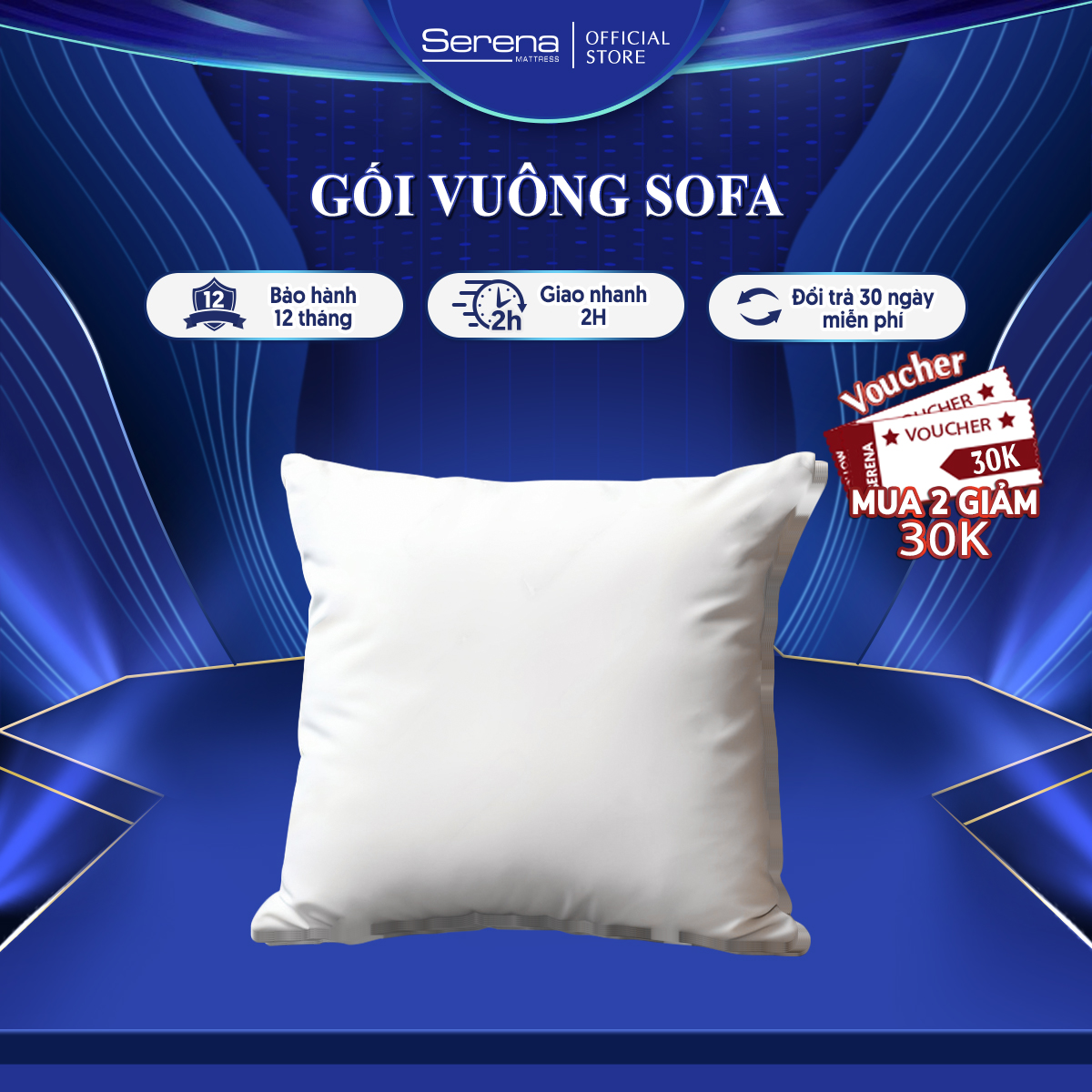 Gối vuông sofa sợi polyester SERENA cao cấp - cái ruột gối nhỏ tựa lưng trang trí ghế sofa vuông nằm ngủ cao cấp pillow for sofa