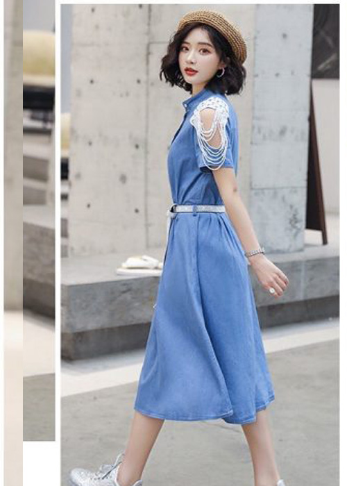 ĐẦM JEAN VAI PHỐI REN NỮ TÍNH D791