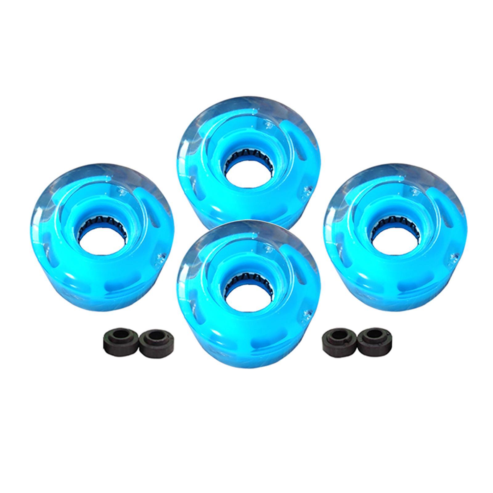 4pcs Roller Skate Wheels Light Flash for Double Row Skating Blue