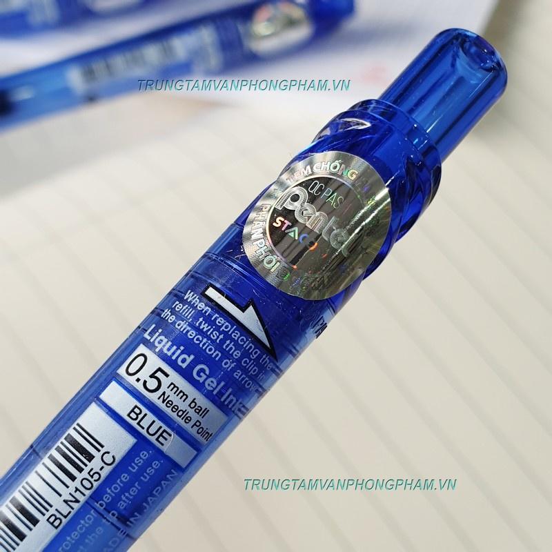 Bút Pentel Energel BLN105 nét 0.5mm mực màu xanh dạng gel bấm