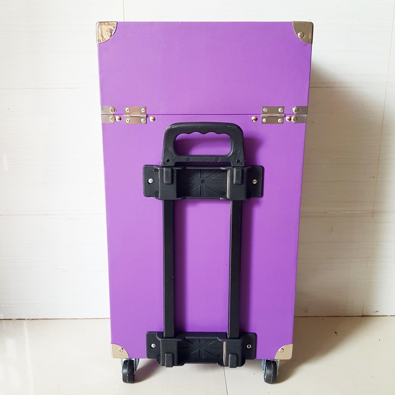 Hàng cao cấp loại 1 - Cốp vali kéo viền cạnh inox, nhiều ngăn đựng mỹ phẩm, dụng cụ phun xăm, nối mi, nail, máy hơ gel trang điểm chuyên nghiệp size 36x22x64