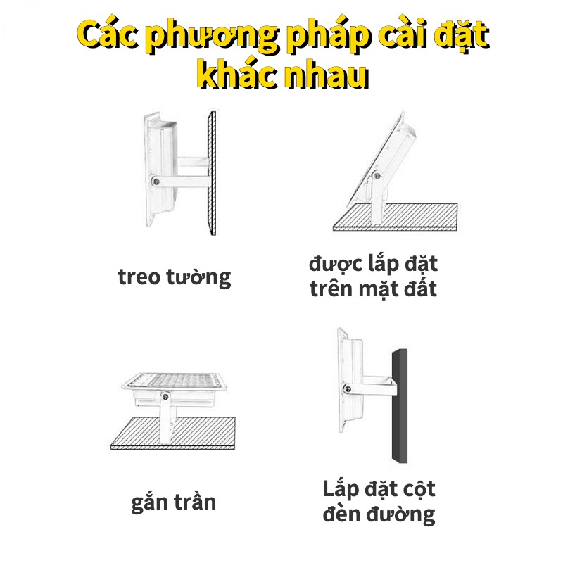 Đèn năng lượng mặt trời đèn pha100W 200W 300W 500W LED vỏ nhôm chống nước thời gian sáng kéo dài