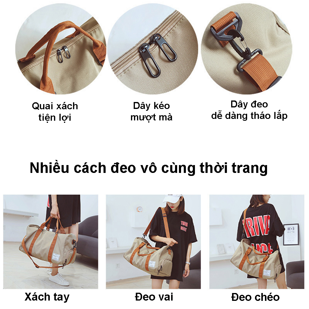 Túi du lịch xách tay đa năng phù hơp cho nam và nữ. Túi có thể đeo vai, đeo chéo vô cùng tiện dụng đi tập gym