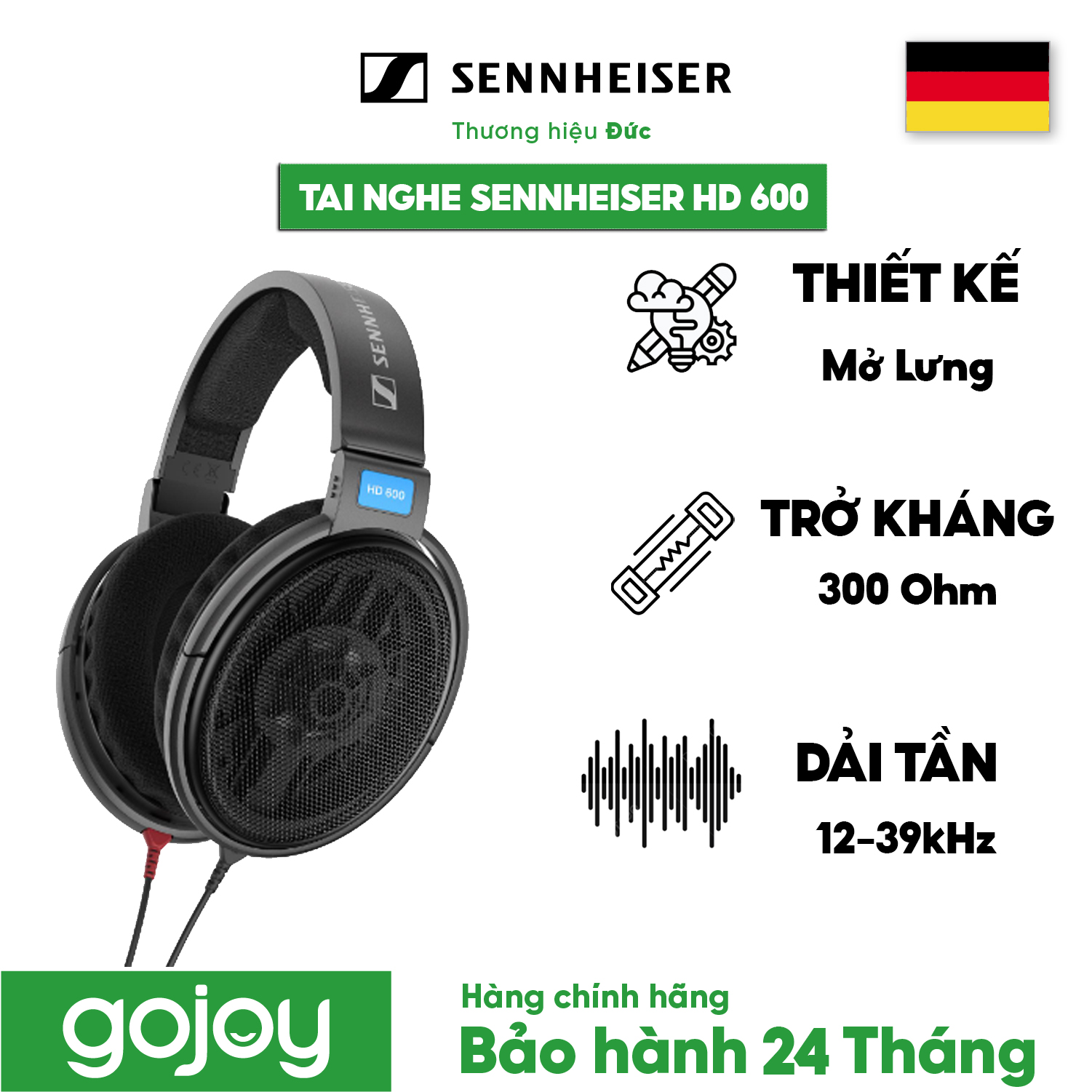 Tai nghe chụp tai SENNHEISER HD 600 - Hàng chính hãng bảo hành 24 tháng