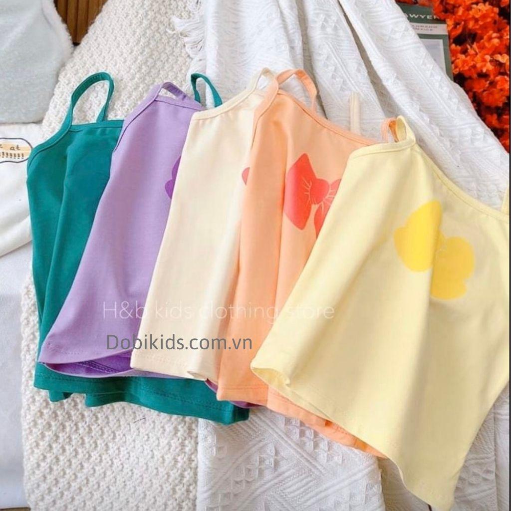 Áo 2 dây bé gái Dobikids thun cotton đẹp loại 1 co giãn mềm mát cho bé 9-25kg