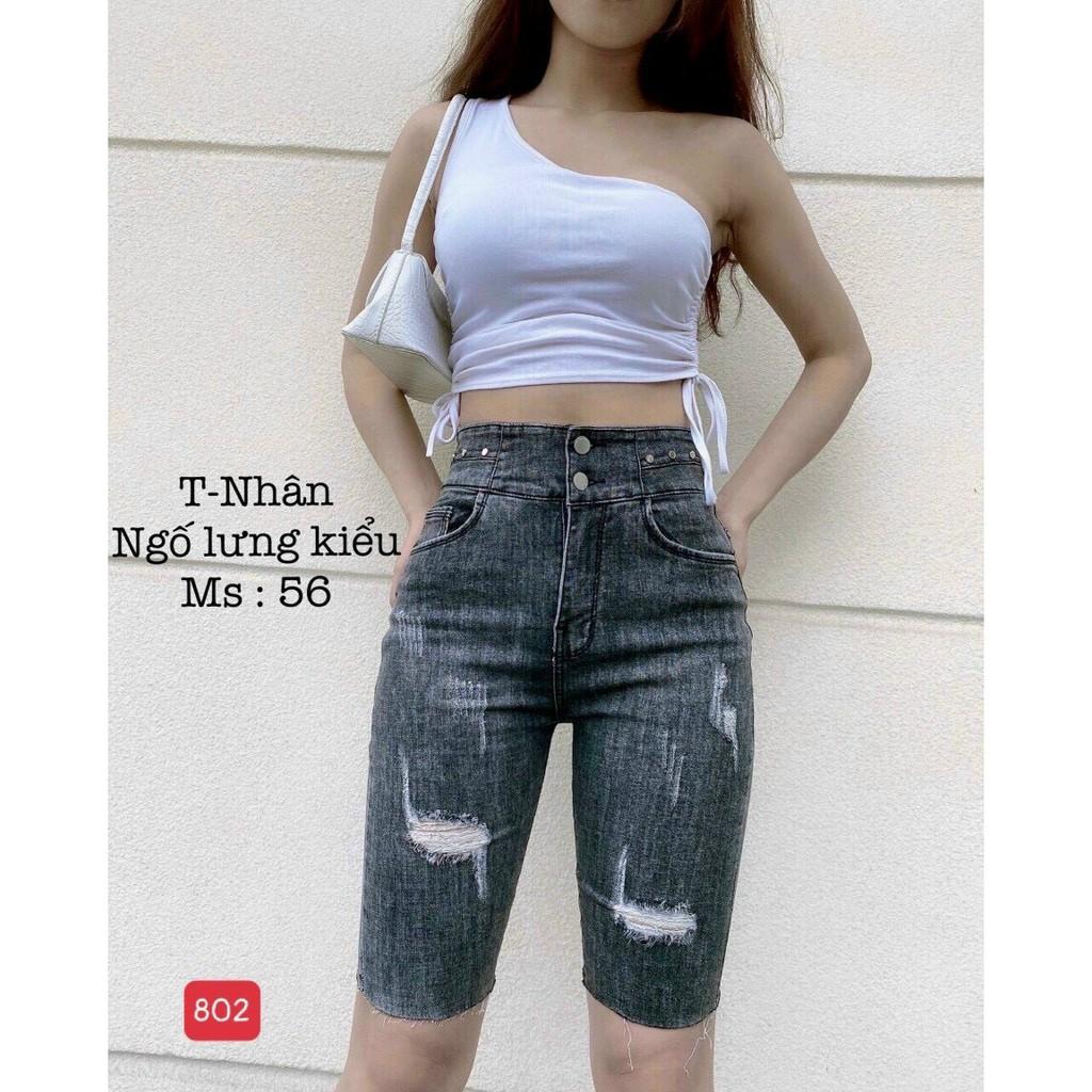 Quần ngố nữ lửng đen rách cao cấp-chất denim co dãn tốt (hình thật) chuẫn shop BEN shop0807 HNn8