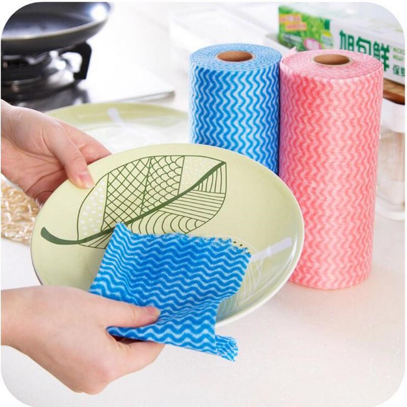 COMBO 3 Cuộn 50 khăn lau đa năng Homeeasy loại to - Khăn giấy vải siêu dai sử dụng nhiều lần, sạch v