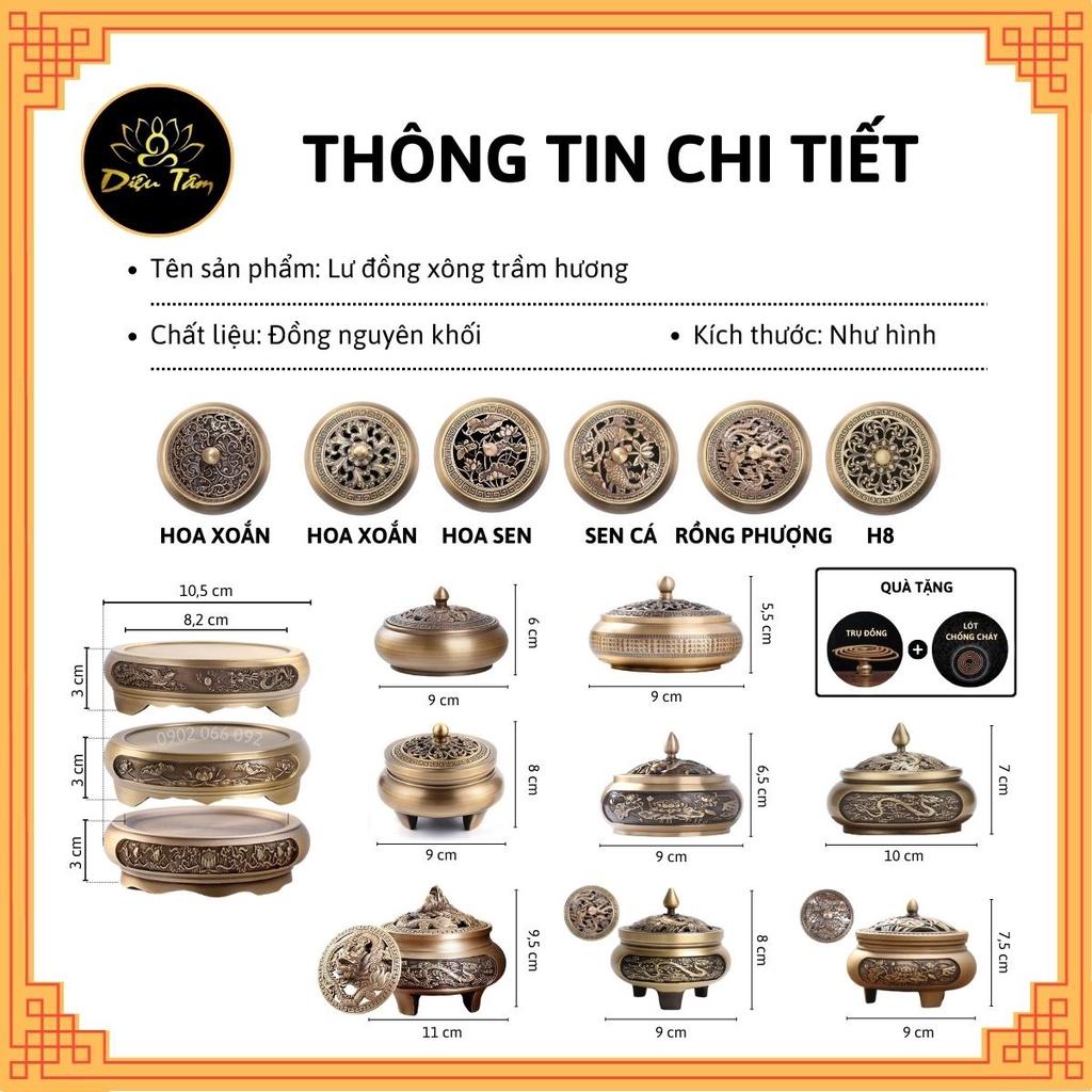 Lư đồng xông trầm đốt trầm thay cho lư điện - lư đốt trầm hương đồng nguyên khối tặng hồ lô đồng và lót chống cháy