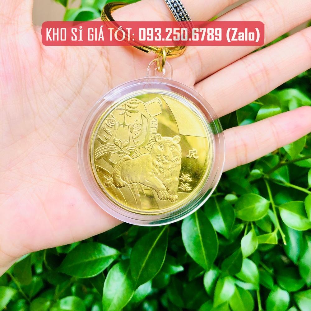 Móc Khóa Đồng Xu Khắc Hình 12 Con Giáp, Niken Mạ Vàng Phong Thủy - Ecoins