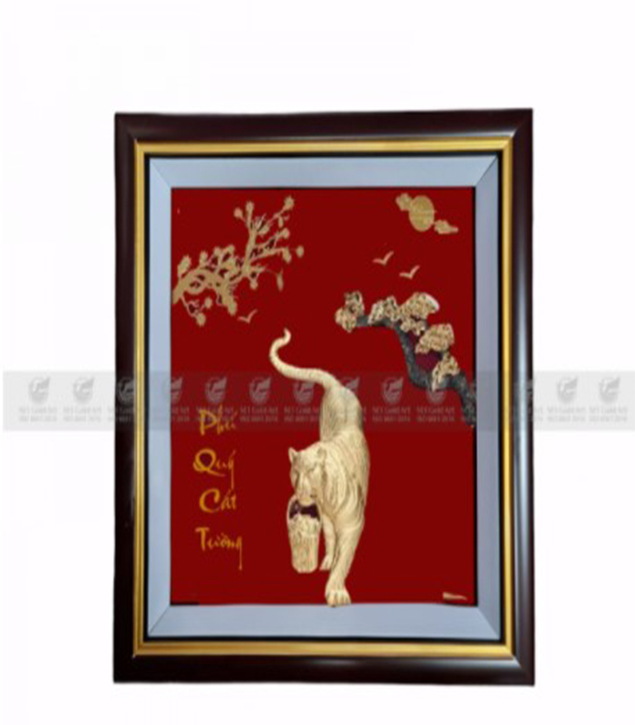 Tranh hổ dát vàng 24k MT Gold Art - Hàng chính hãng, trang trí nhà cửa, phòng làm việc, quà tặng sếp, đối tác, khách hàng, tân gia, khai trương