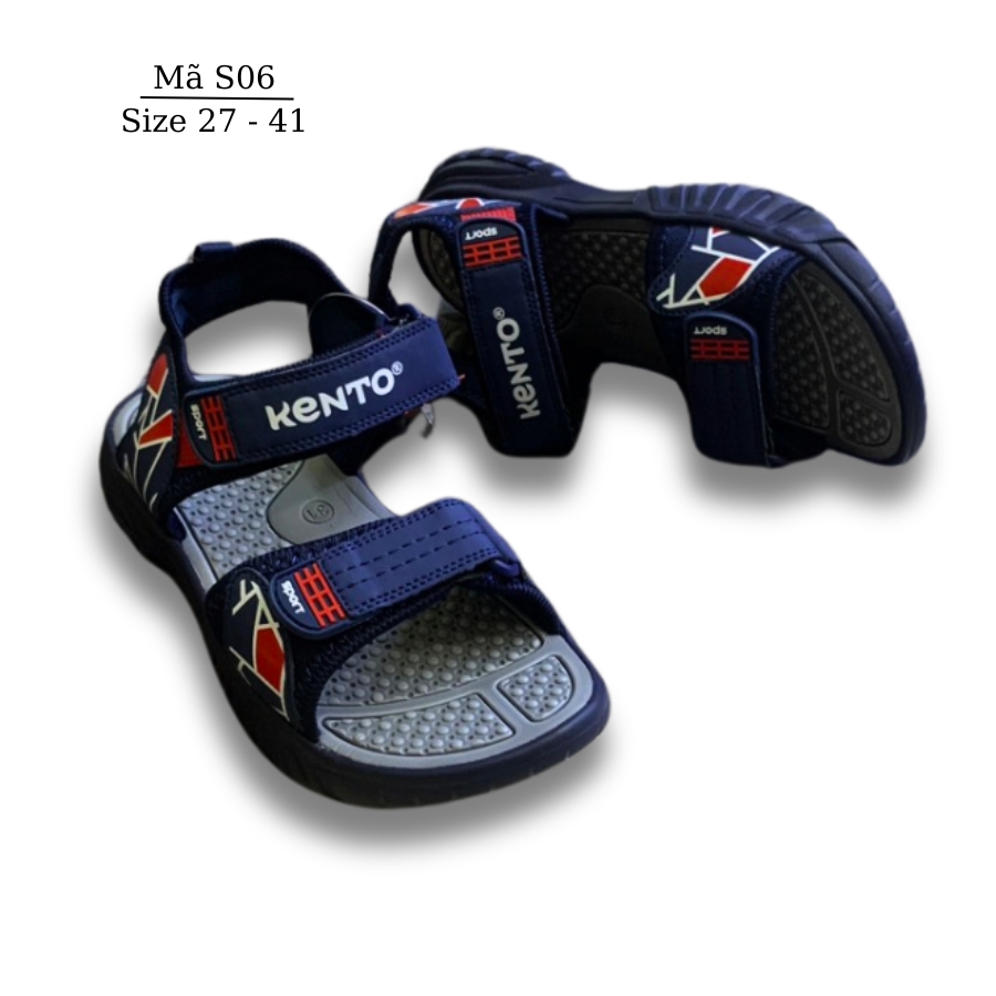 Dép sandal quai hậu bé trai cao cấp KENTO S06 NHÍM SHOP Dép đi học trẻ em siêu nhẹ kháng khuẩn phong cách thể thao năng động 3 - 15 tuổi Xanh Đen Pha Đỏ Thời Trang