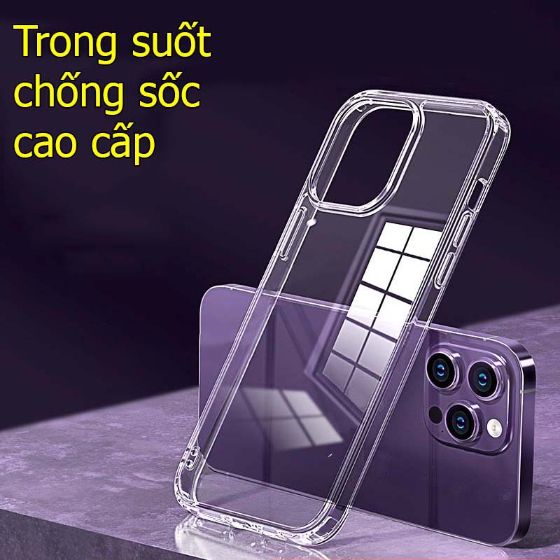 Ốp lưng trong suốt chống sốc 360 độ cho iPhone 14 pro max/13 pro max/ 12pro max/11 pro max hàng chính hãng