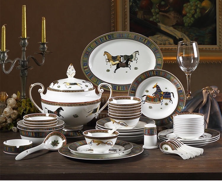 Set đồ ăn 48 món Mã đáo thành công men sứ xương Bone China sang trọng tinh tế đẳng cấp Châu Âu