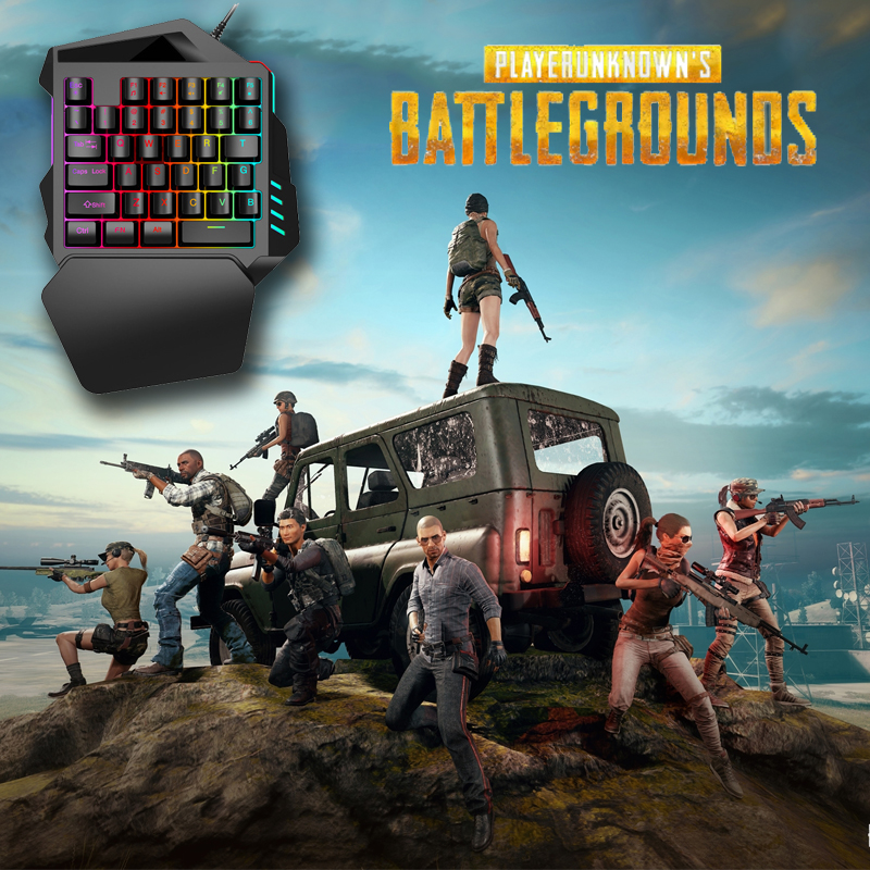 Combo Bộ Bàn Phím 1 Tay Free Wolf K1 chơi game Pubg Mobile,Rules of Survival,Free Fire trên điện thoại, máy tính bảng + Tặng tai nghe chụp tai chuyên game dành cho game thủ cao cấp