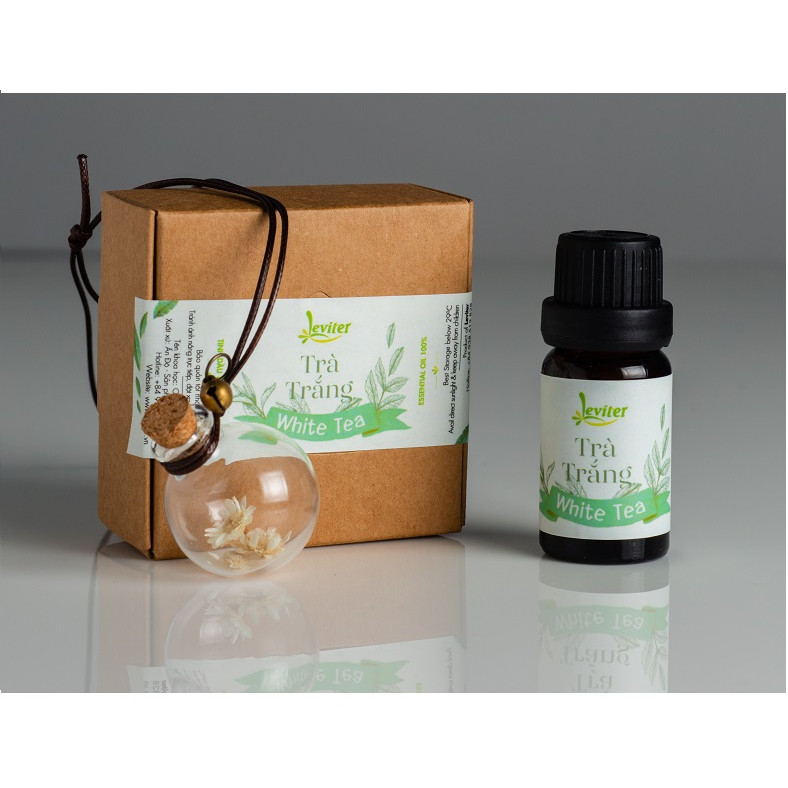 Combo Tinh Dầu Leviter Trà Trắng 10ml Và Lọ Thủy Tinh Treo Xe