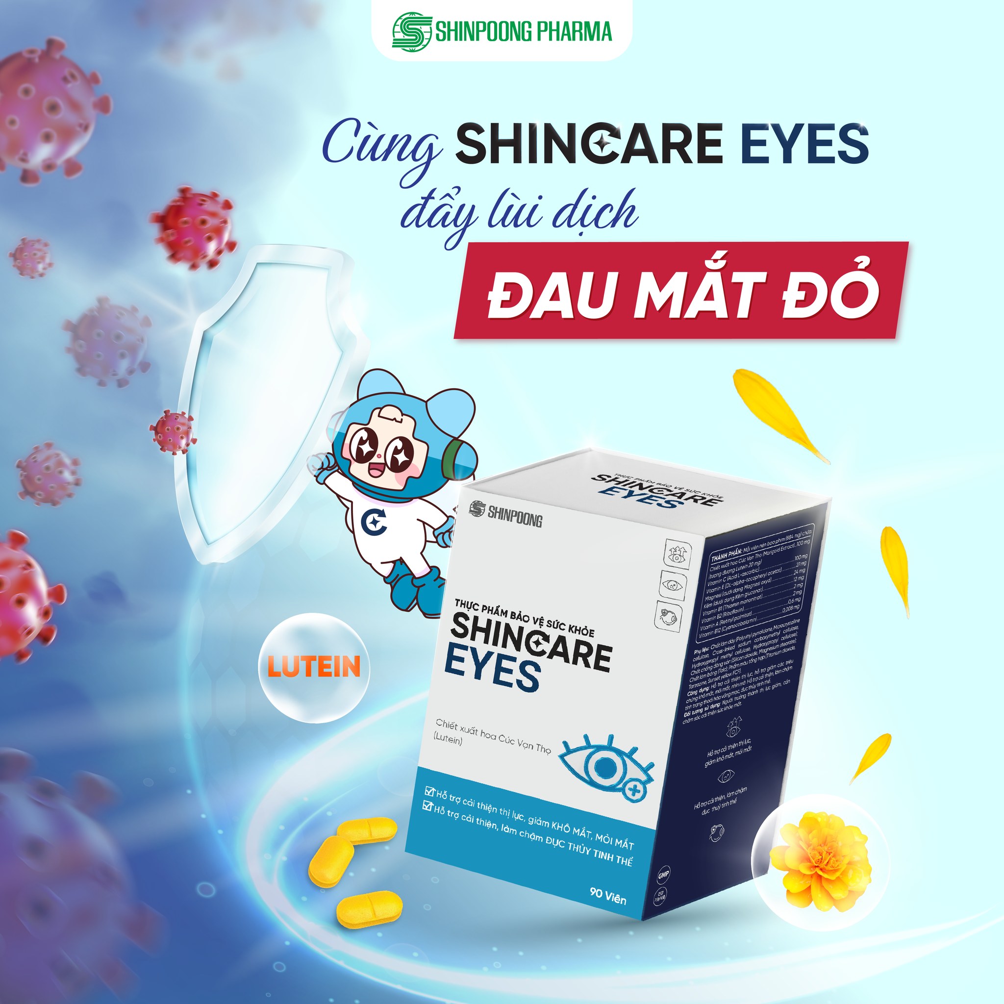 [Hộp 30 viên] Viên Uống SHINCARE EYES - Hỗ trợ cải thiện thị lực, Hỗ trợ giảm các triệu chứng khô mắt, mỏi mắt, nhìn mờ - SHINPOONG PHARMA