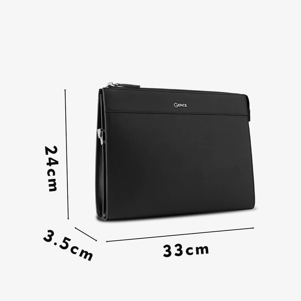 Ví Cầm Tay Nam Clutch Da GENCE CL07 Da Bò Cao Cấp Màu Đen Có Dây Đeo Vai