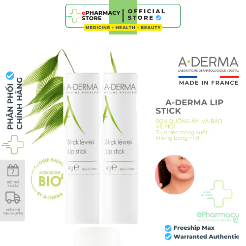 SON DƯỠNG A-DERMA LIP STICK 4G- SON DƯỠNG ẨM VÀ BẢO VỆ MÔI