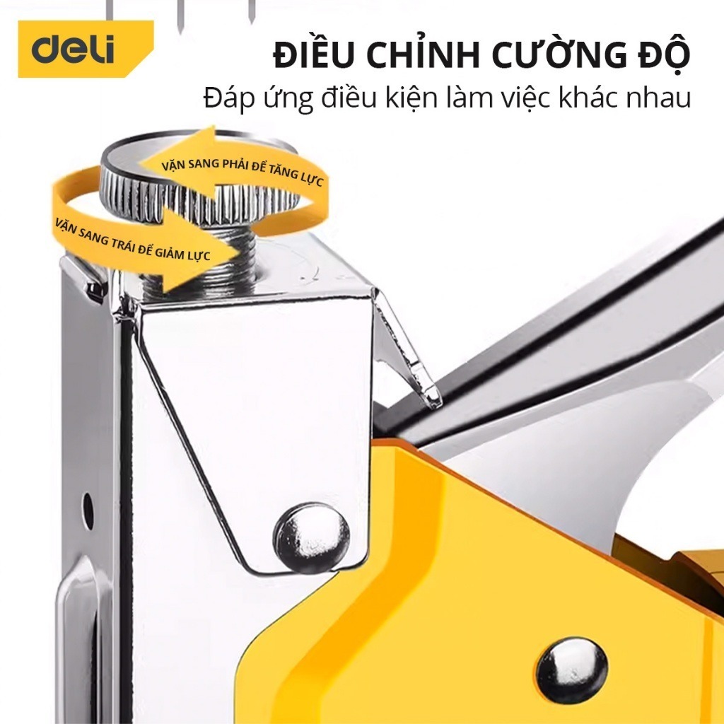 Súng bắn ghim Kìm bắn đinh ghim DELI TOOLS cầm tay mẫu mới có tăng lực, đa năng, tiện dụng