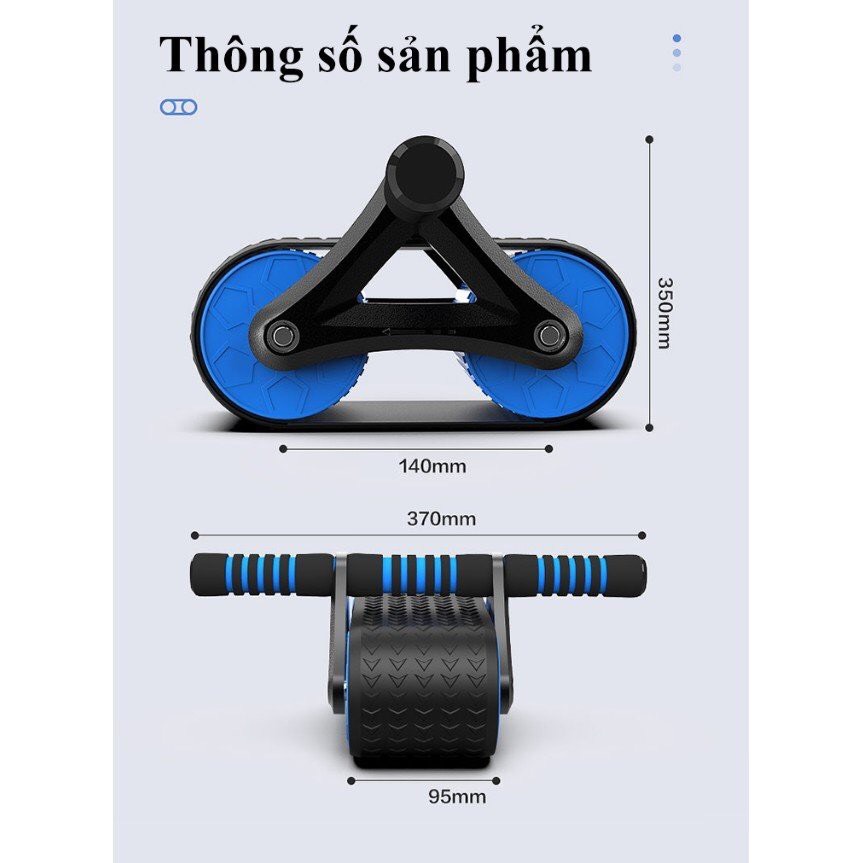 Con Lăn Bánh Xe Tập Cơ Bụng,Sử Dụng Công Nghệ Mới Có Phanh Lò Xo Trợ Lực + Tặng Kèm Thảm Lót Gối