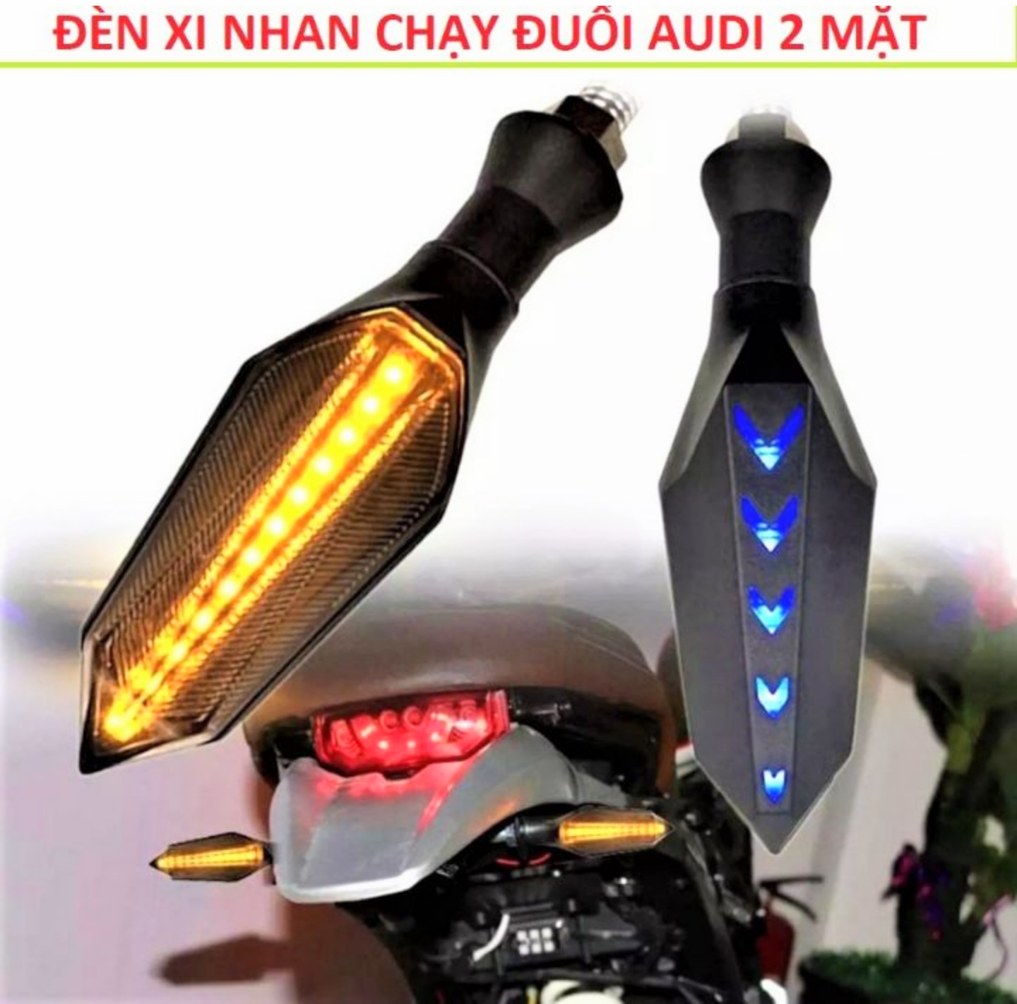 BỘ 2 ĐÈN LED XIN NHAN TÍN HIỆU CHẠY ĐUỔI AUDI LẮP CHO TẤT CẢ CÁC LOẠI XE MÁY CỰC ĐẸP HÀNG CHUẨN