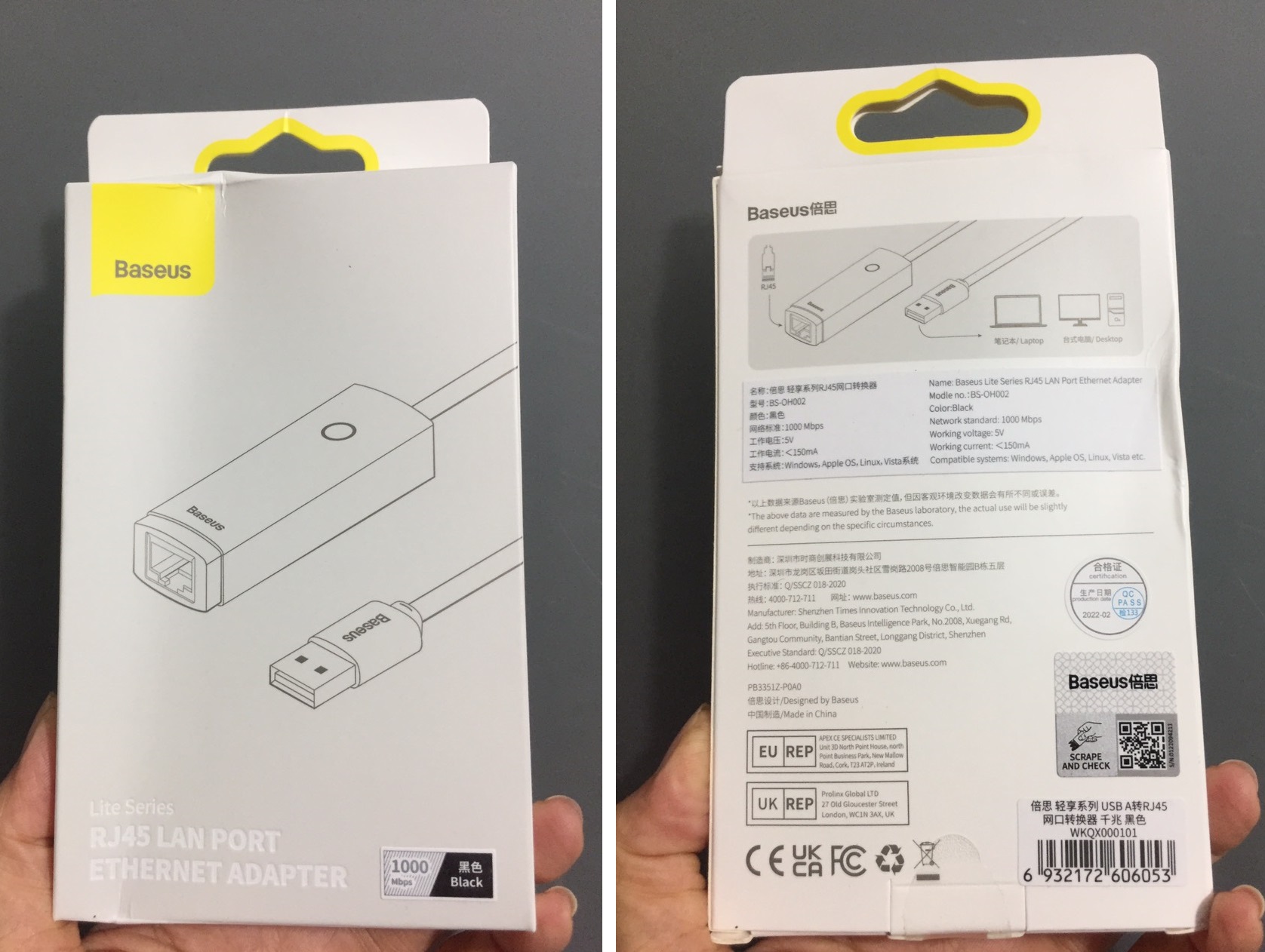 [ USB ra LAN ] Hub / đầu chuyển cổng USB ra cổng mạng LAN RJ45 Baseus Lite Series  BS-OH002 / BS-OH001 - Hàng chính hãng