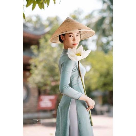ÁO DÀI TRUYỀN THỐNG TRƠN XANH PASTEL