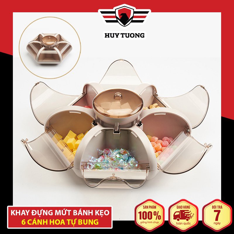 Khay mứt tết 2 tầng đựng mứt tết bánh kẹo tự xoay cao cấp sang trọng ( màu ngẫu nhiên ) - Huy Tưởng