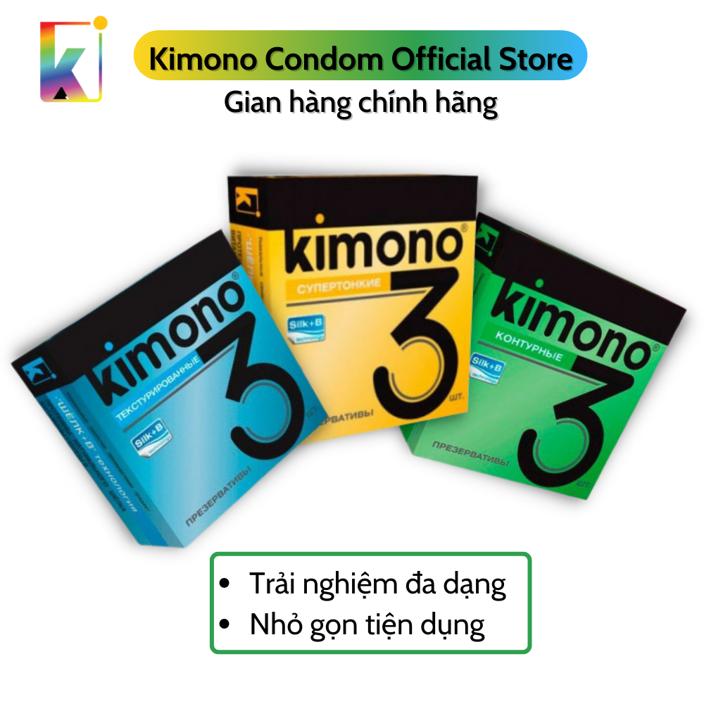 Combo 3 hộp Bao cao su Kimono Siêu mỏng - Loại 3 bao/hộp