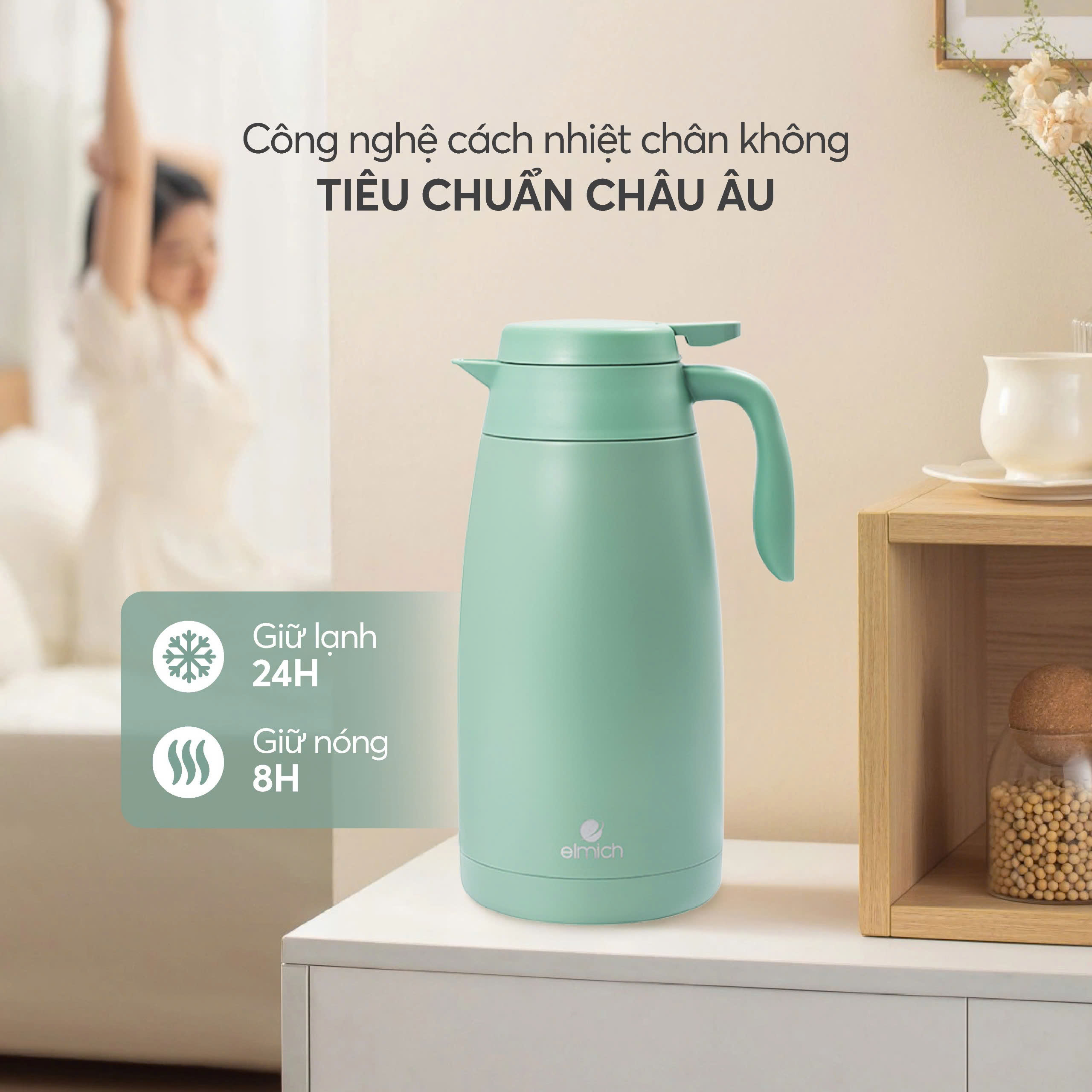 Bình Giữ Nhiệt Gia Đình Elmich EL1292 2L EL1291 1.6L, Hàng Chính Hãng, Inox 304 - JoyMall