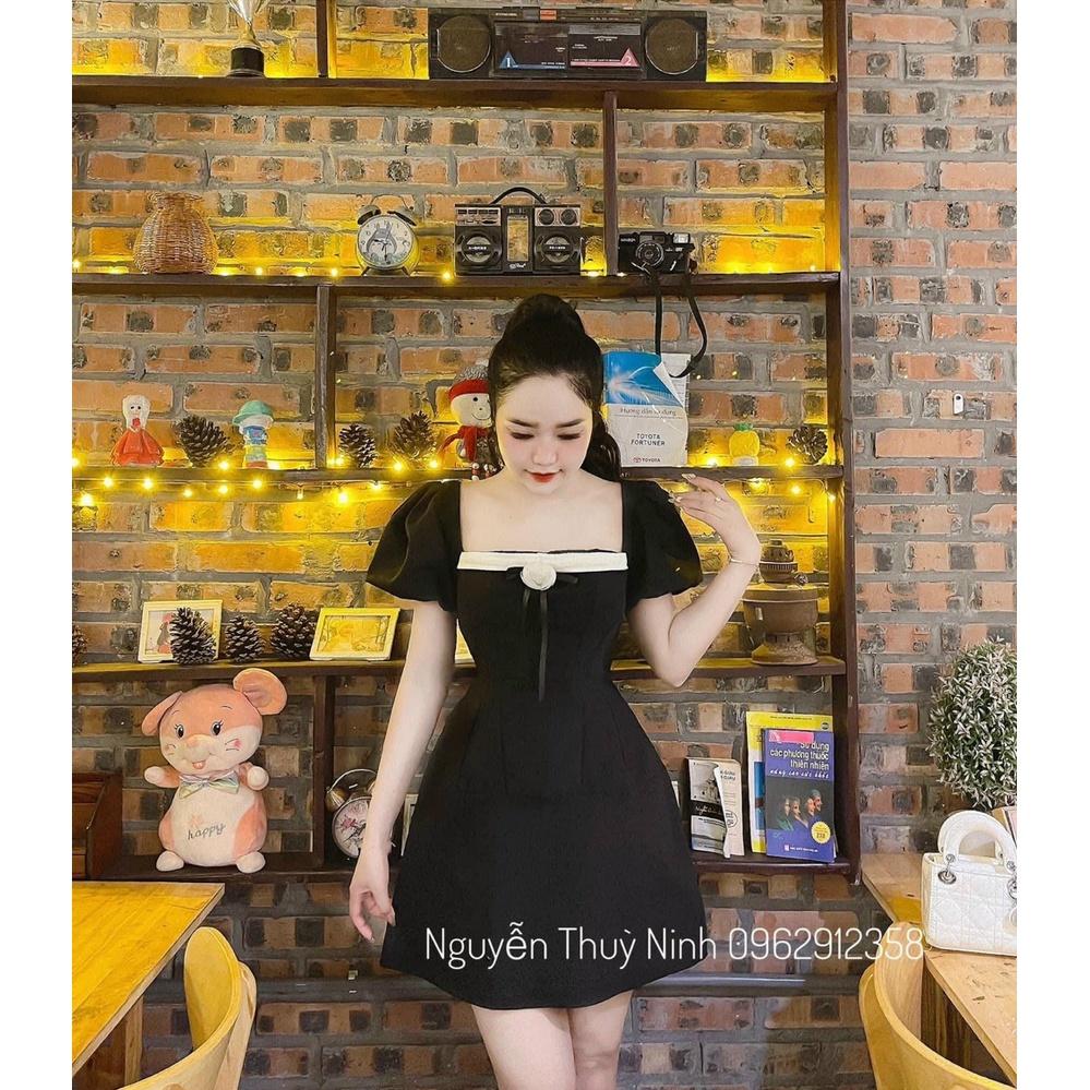 Đầm váy chữ A cổ vuông kết nơ xinh xắn đa dạng màu sắc dự tiệc dạo phố