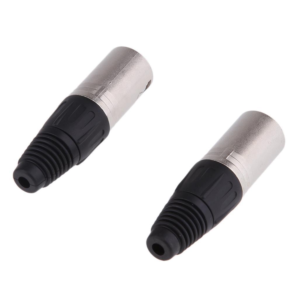 2Pieces Metal 4-Pin Male Microphone XLR Plug Adapter