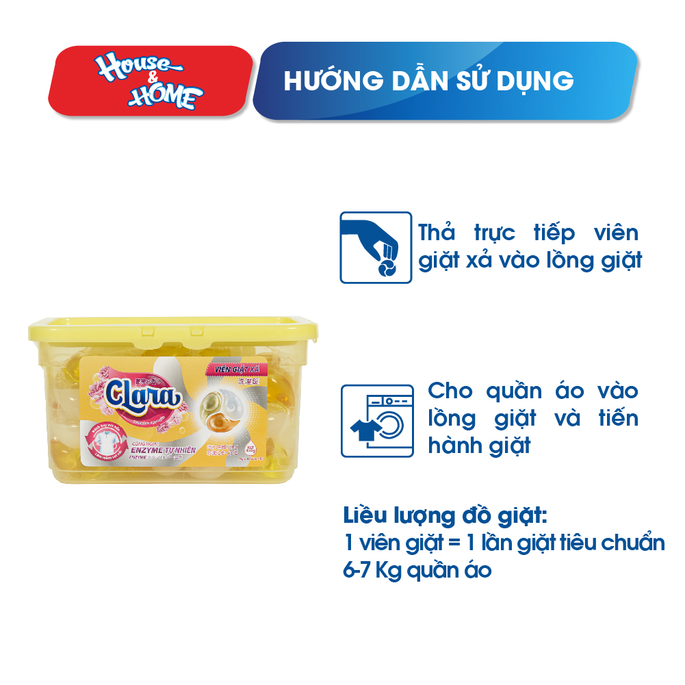 Viên giặt xả Clara hương hoa ngọt ngào Hộp 30 viên