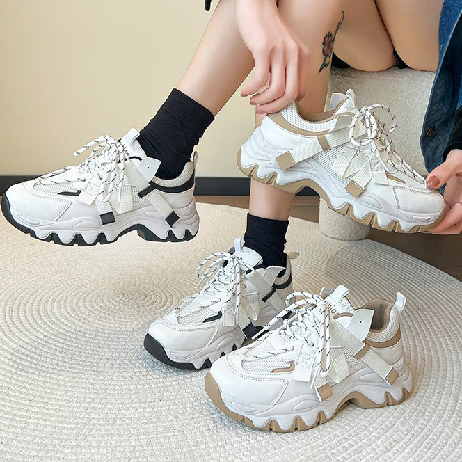 Giày thể thao nữ GEMI - giày ullzzang màu Đen Nâu, Dế dày tăng chiều cao - M7337