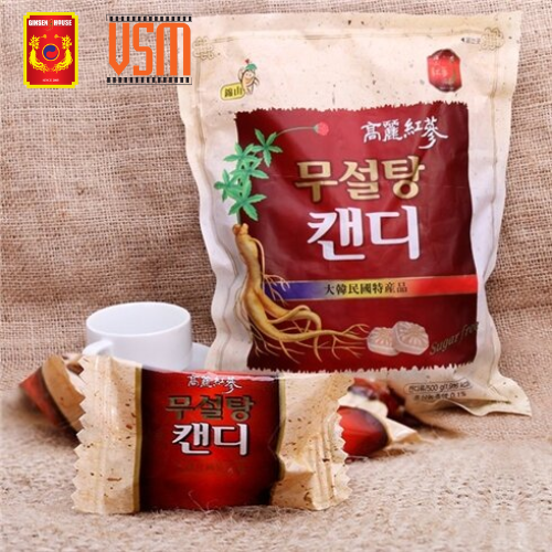 Combo 2 Kẹo Hồng Sâm Hàn Quốc Không Đường Giảm Căng Thăng - Ginseng House Bịch vàng 500g*2