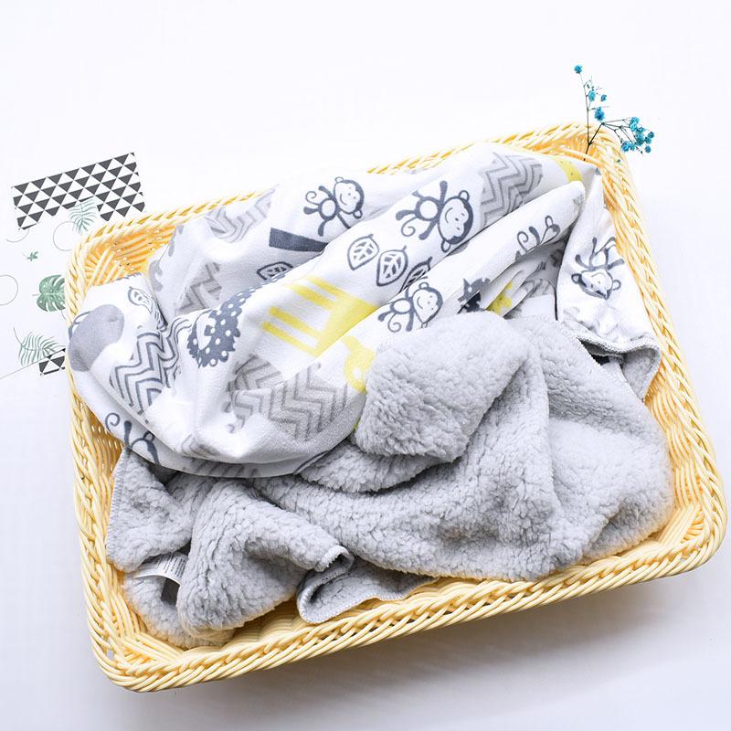 Chăn Cho Bé Mới Làm Dày 2 Lớp Nỉ Mặc Trẻ Sơ Sinh Đầm Bebe Bao Bọc In Hình Bé Sơ Sinh Gối