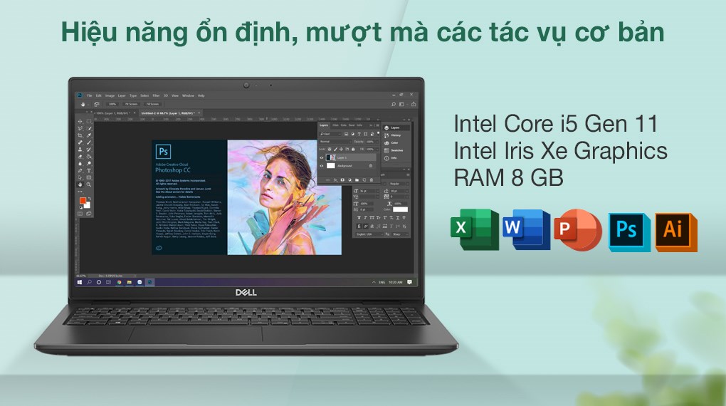 Máy Tính Xách Tay Laptop Dell Latitude 3520 (Core i5-1135G7, Ram 8GB, SSD 256GB, Win10) - Hàng Nhập Khẩu