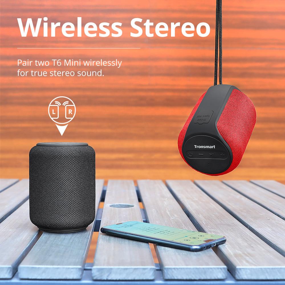 Tronsmart T6 Loa Mini Loa Bluetooth Không Dây Với Âm Thanh Vòm 360 Độ, Thời Gian Chơi 24H, Chống Thấm Nước IPX6 Color: Red