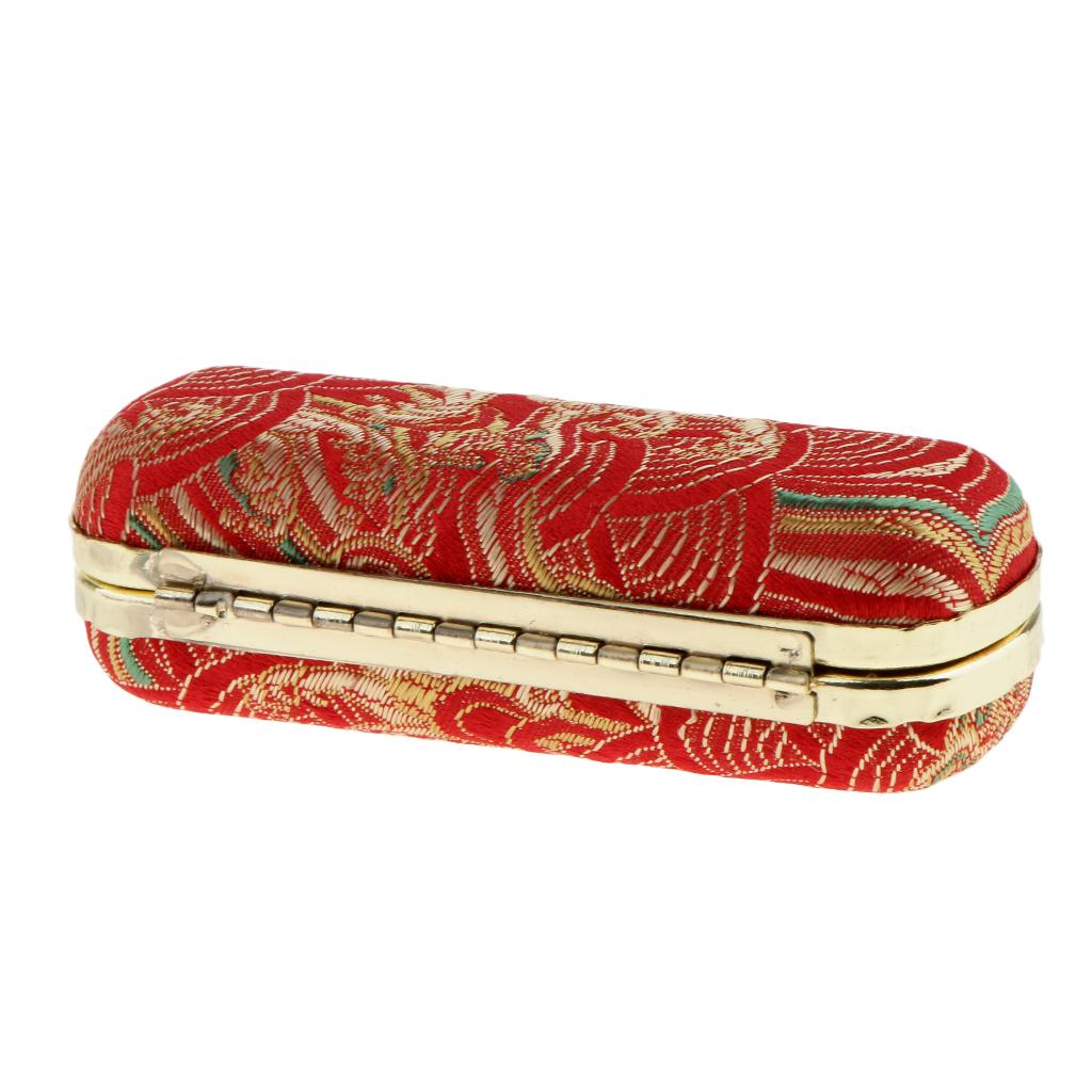 Embroidered Brocade Lipstick Case Holder - Organizer Bag for Purse- lipstick Holder- Durable Soft Cover -Cosmetic Storage Kit With Mirror Best Gift Random