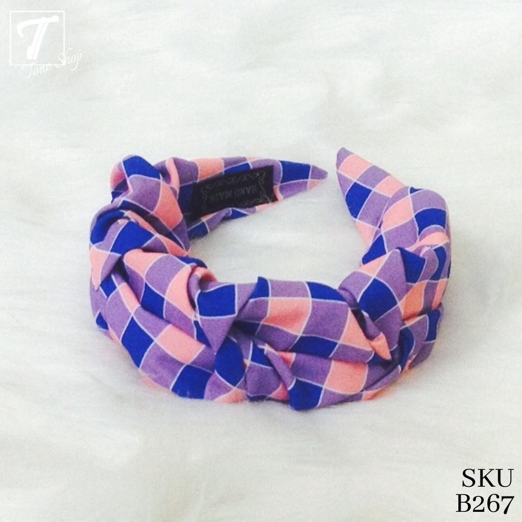 Băng đô cài tóc bản to họa tiết caro kiểu Anh Quốc Gingham thương hiệu Tone Shop