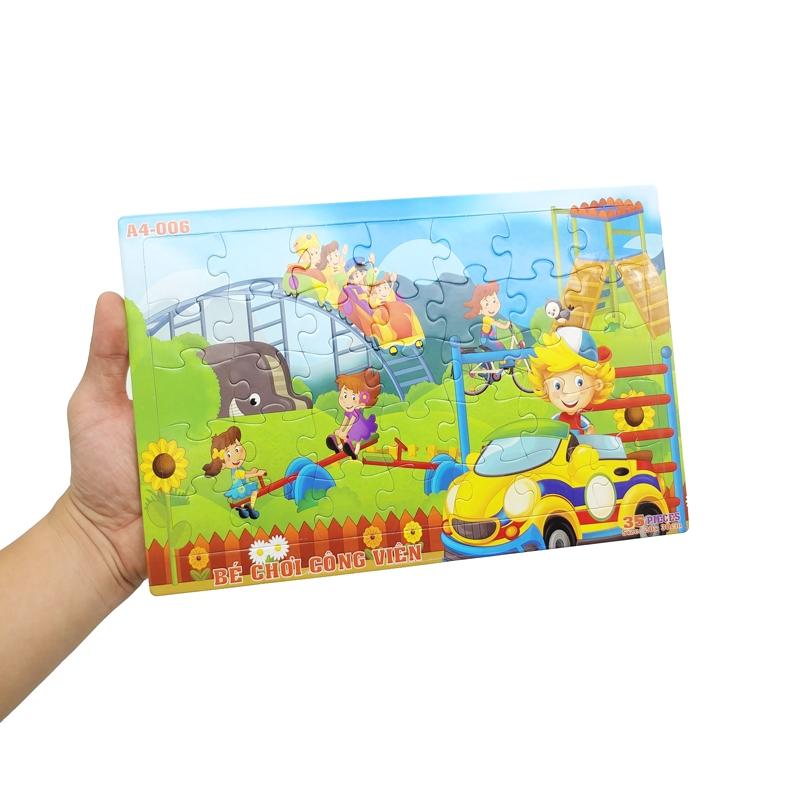 Bộ Xếp Hình Khổ A4 Puzzle Minh Châu 35-06 - Bé Chơi Công Viên (35 Mảnh Ghép)