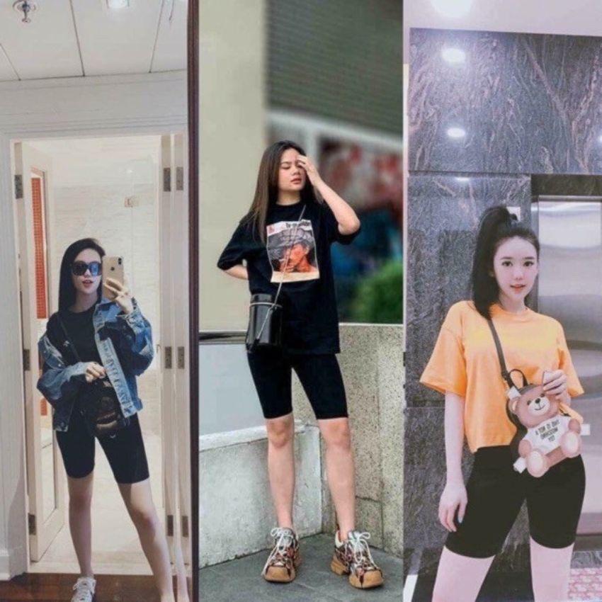 Quần legging đùi nâng mông cạp cao chất liệu cotton siêu co giãn loại 1 size từ 40-60kg không phai màu,không cắn chỉ